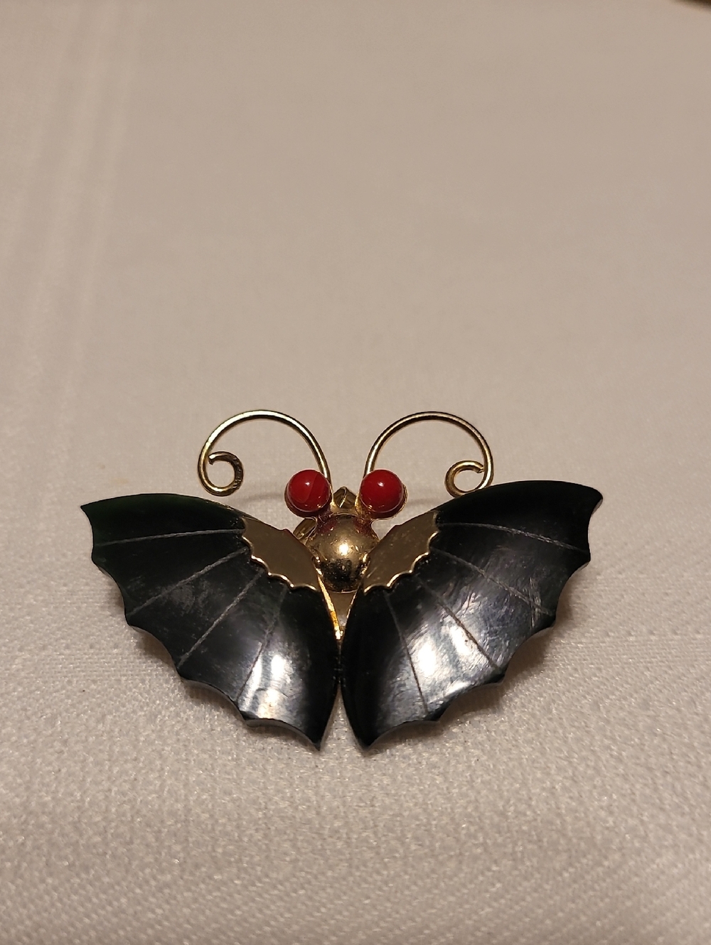 Butterfly Brooch Stone Gold Vintage Mid Century